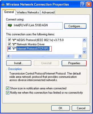 Vista Connection Local Only Wireless