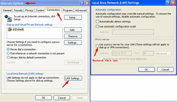 Local Area Network Settings Vista