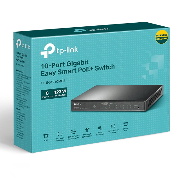 Коммутатор Easy Smart с 9 гигабитными портами RJ45 (8 портов PoE+) и комбинированным портом RJ45/SFP 4