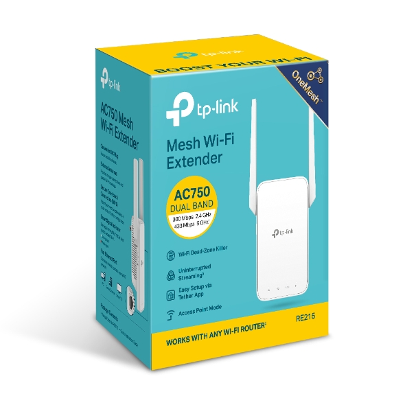 RE215, AC750 OneMesh Wi-Fi Range Extender