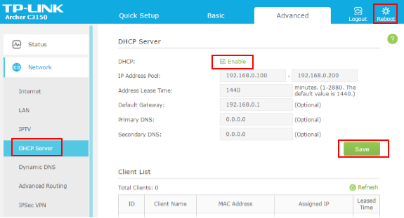 tp link router configuration