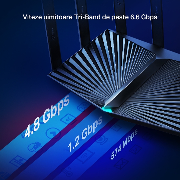 Router Wi-Fi 6 Tri-Band AX6600 cu Tehnologie OneMesh™ 5