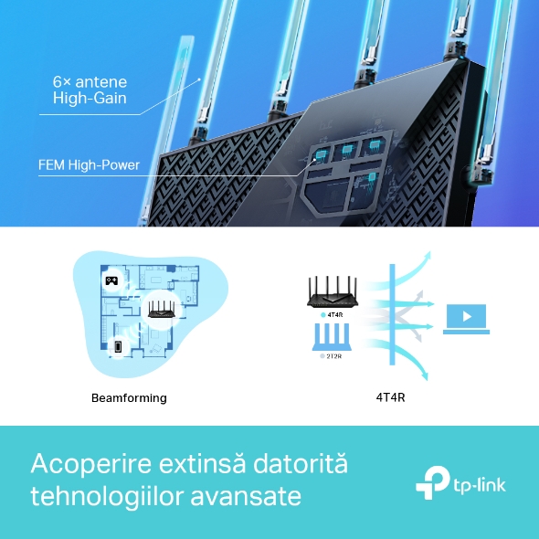 Router Wi-Fi 6 Dual-Band AX5400 cu Tehnologie OneMesh™ 5