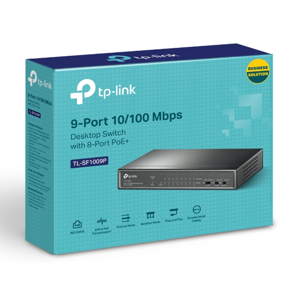 POES-8-7 Passive PoE Switch 100mbps Data Speed with 1 Uplink and 7