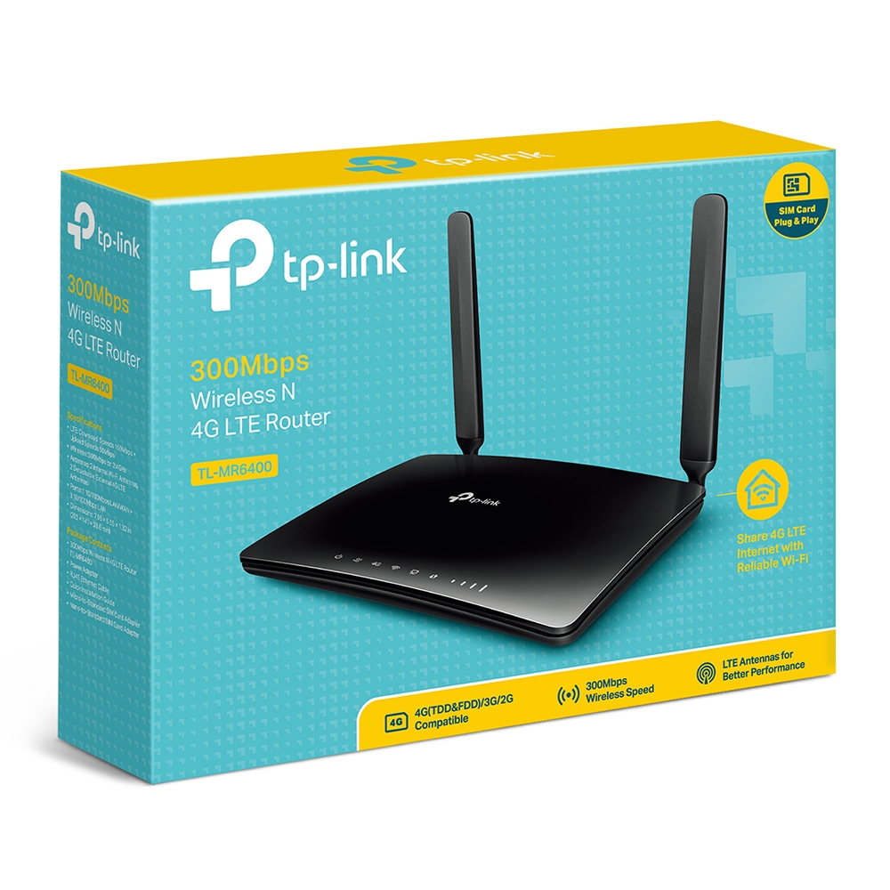 TP-LINK TL-MR6400 Router 300Mbps Wireless WiFi 2.4GHz 3G/4G LTE SIM Slot  LAN