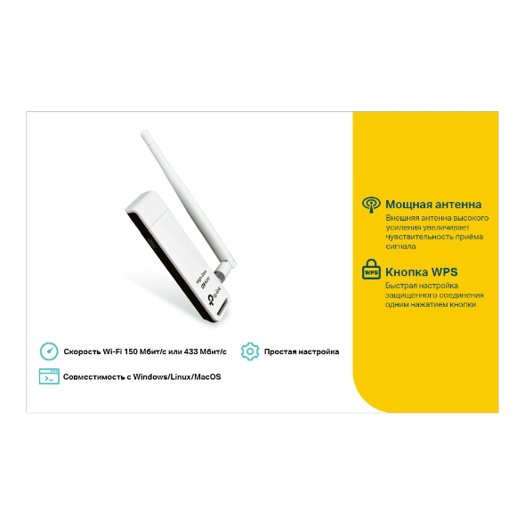 AC600 Двухдиапазонный Wi-Fi USB-адаптер высокого усиления 6