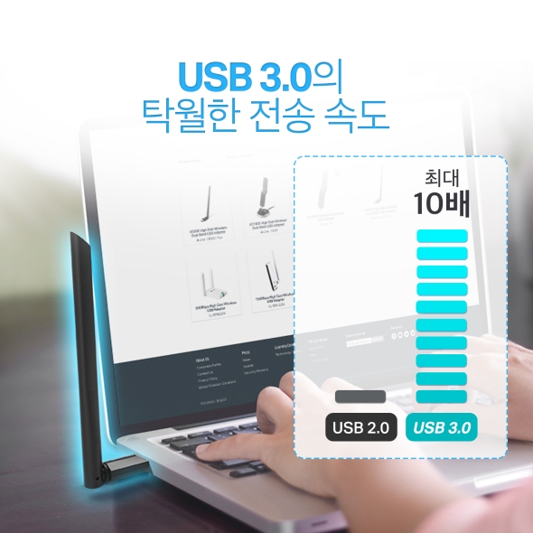 AC1300 하이 게인 듀얼 밴드 USB 무선 랜카드 4