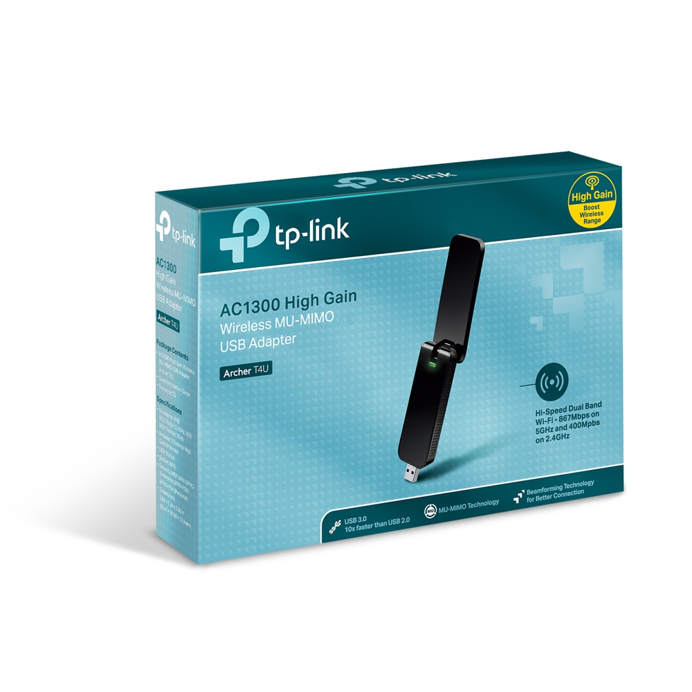 ADAPTADOR USB WIFI DE BANDA DUAL AC1300 TP-LINK (2.4- 5 GHz) ARCHERT4UHP –  PVL Tienda Virtual