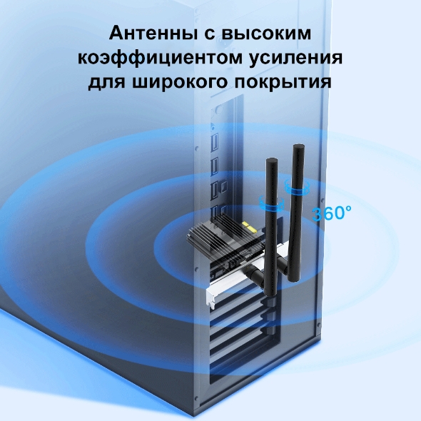 Двухдиапазонный адаптер PCI Express с поддержкой Wi-Fi AX3000 и Bluetooth 5.0 6