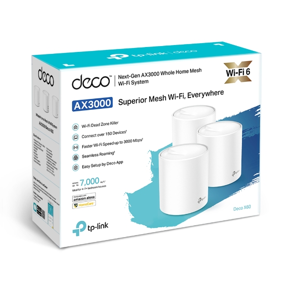 Deco X60(3-pack), AX3000 Whole Home Mesh Wi-Fi 6 System