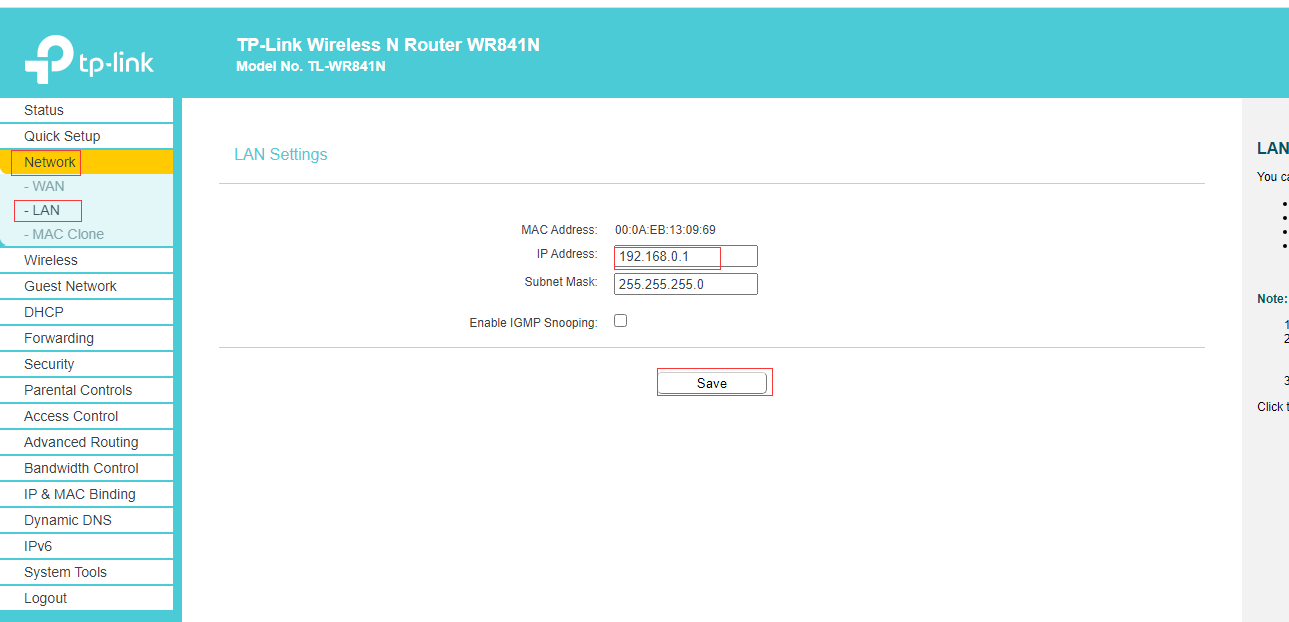 Tp link configuration