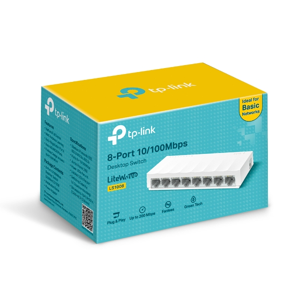 TP-Link 8 Port 10/100Mbps Fast Ethernet Switch | Desktop Ethernet Splitter  | Ethernet Network Hub | Plug and Play | Fanless Quiet | Desktop Design 