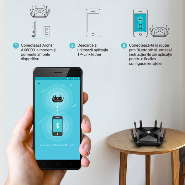 Router Wi-Fi 6 Dual-Band AX6000 cu Tehnologie OneMesh™ 5