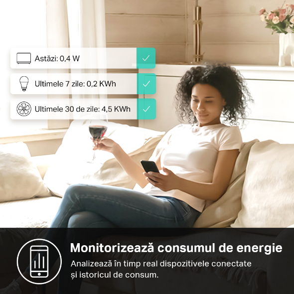 Kasa Mini Priză Wi-Fi Smart cu monitorizarea consumului de energie 3