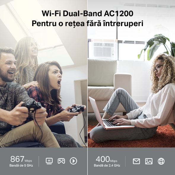 Router Wi-Fi Dual-Band Gigabit AC1200 cu Tehnologie MU-MIMO și Beamforming 4