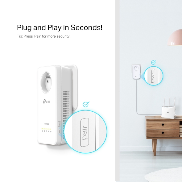 Kit CPL AV1300 Gigabit WiFi AC avec prise gigogne 6