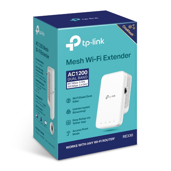 TP-Link Extensor de alcance WiFi AC1200 (RE330), cubre hasta 1500 pies  cuadrados y 25 dispositivos, amplificador de señal inalámbrico de doble  banda