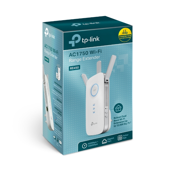 TP-Link AC1750 WiFi Extender (RE450), PCMag Editor's Choice, Up to  1750Mbps, Dual Band WiFi Repeater, Internet Booster, Extend WiFi Range  further