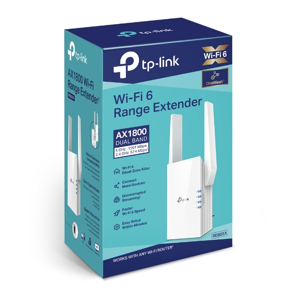 TP-Link Amplificador de Internet AX1800 WiFi 6, cubre hasta 1500 pies  cuadrados y 30 dispositivos, repetidor de señal inalámbrico de doble banda