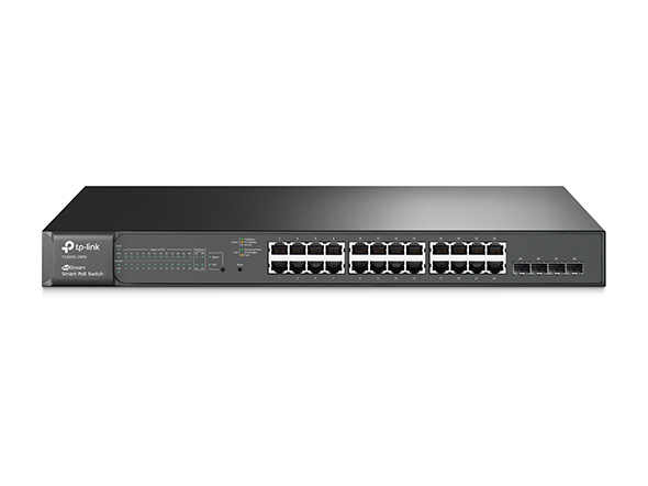 JetStream 24-Port Gigabit Smart PoE+ Switch with 4 SFP Slots 1