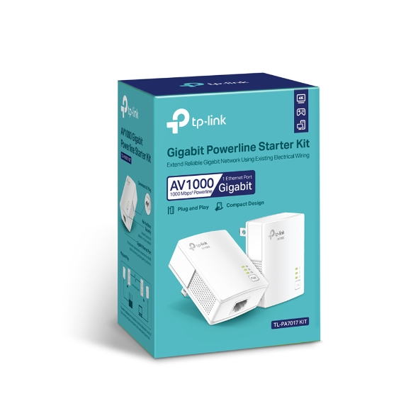  TP-Link Powerline Ethernet Adapter Starter Kit - AV1000 Gigabit  Port, Plug&Play, Ethernet Over Power, Nano Size, Ideal for Smart TV, Online  Gaming, Wired Connection Only (TL-PA7017 KIT) : Everything Else