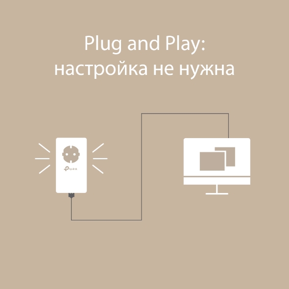 Комплект гигабитных адаптеров Powerline AV1000 со встроенной розеткой 6