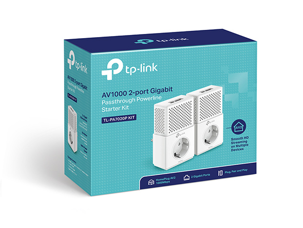 Adaptadores PLC Powerline Gigabit AV1200  TP Link TL-PA8030PKIT, blanco,  enchufe integrado