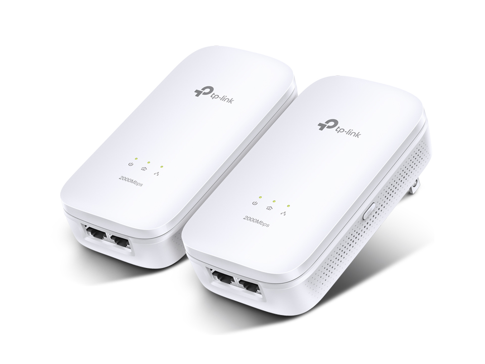TP-Link AV2000 Powerline Kit 2 Porte Gigabit Con Presa Passante, Adattatori PLC 2000 Mbps Per Gaming E Streaming 4K, Plug & Play, 3 Anni Garanzia