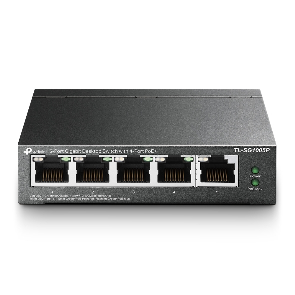 Switch no administrable de 5 puertos Gigabit, con 4 puertos PoE+ 1