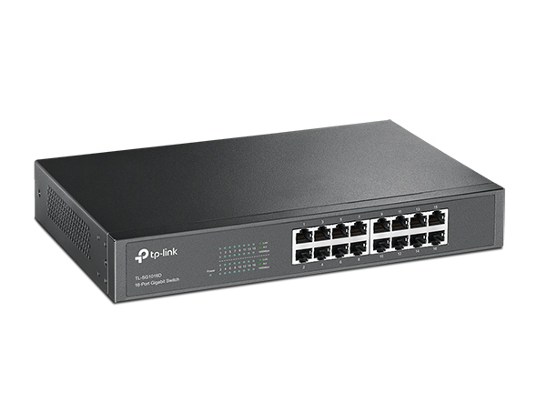 D-Link Ethernet Switch, 16 Port Gigabit Slim Switch Plug and Play,  Unmanaged, Metal Housing