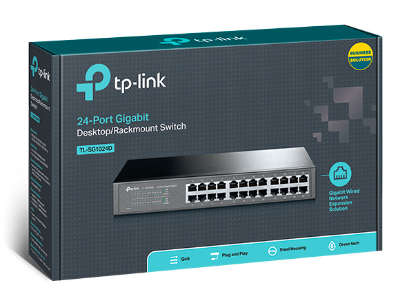 TP-Link 24-Port Gigabit Ethernet Switch, Rack-Mount/Desktop, Steel