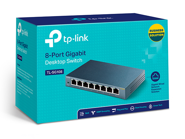 TP-LINK TL-SG108 Switch 8 Puertos Gigabit 10/100/1000 Mbps Metálico