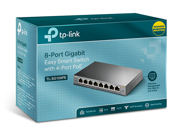 TL-SG108PE, 8-Port Gigabit Easy Smart Switch <br> with 4-Port PoE