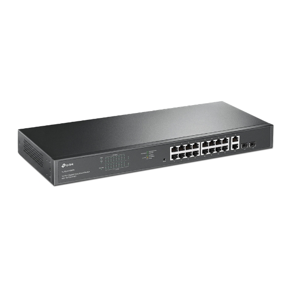 JetStream 16-Port Gigabit Easy Smart PoE+ Switch with 2 SFP Slots