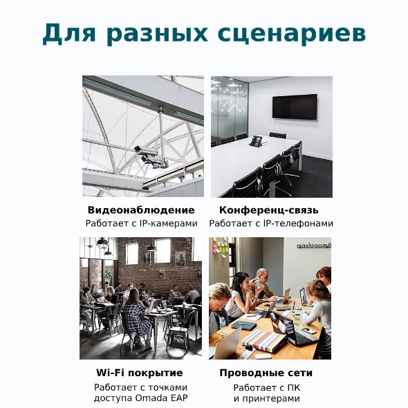 18-портовый гигабитный коммутатор с 16 портами PoE+ и  2 комбо-портами RJ45/SFP 8