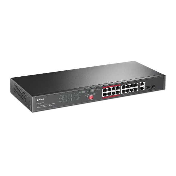 TL-SL1218MP | 16-Port 10/100 Mbps + 2-Port Gigabit Rackmount Switch with  16-Port PoE+ | TP-Link India