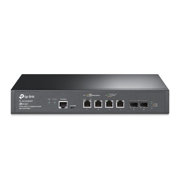 JetStream 6-Port 10GE L2+ Menedzselhető switch 4-Port PoE++  1