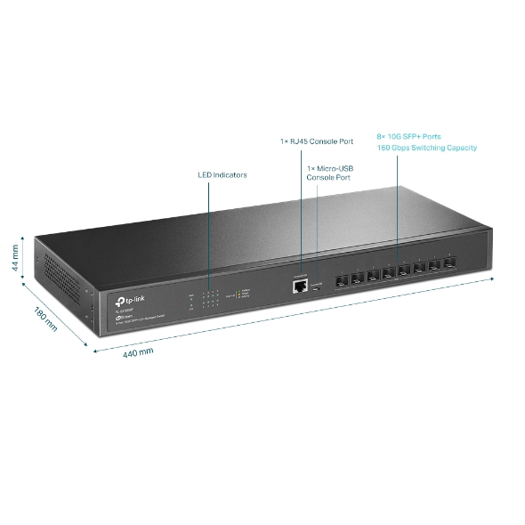 JetStream 8-Port 10GE SFP+ L2+ Managed Switch