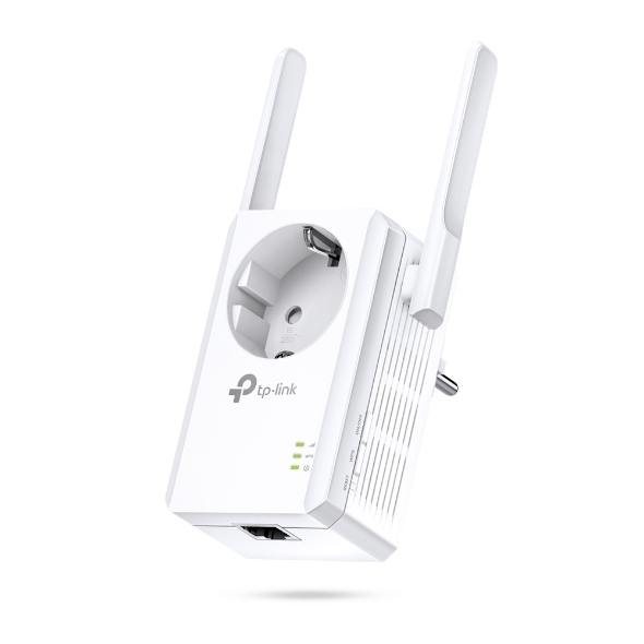 TP-LINK N300 (TL-WA860RE) extensor de alcance de señal de Wi-Fi con enchufe  con transmisión, Blanco