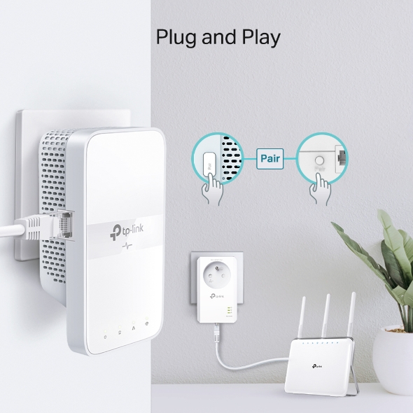 Kit 2x CPL AV1000 Gigabit WiFi AC avec prise gigogne 5