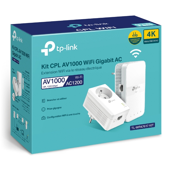 Kit 2x CPL AV1000 Gigabit WiFi AC avec prise gigogne 8
