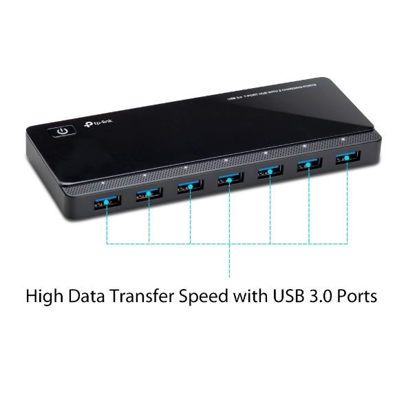 USB 3.0 Hub met 7 aansluitingen en 2 oplaadaansluitingen 1