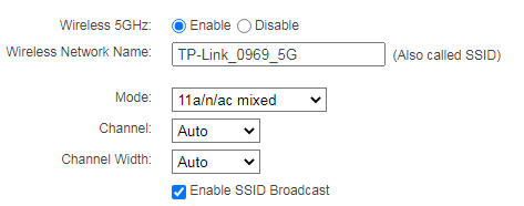 For some models, the SSID is under the Basic Settings, and the password is under the Wireless Security setting.