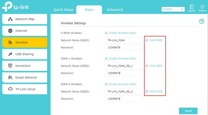 How to hide the network name (SSID) of a TP-Link router