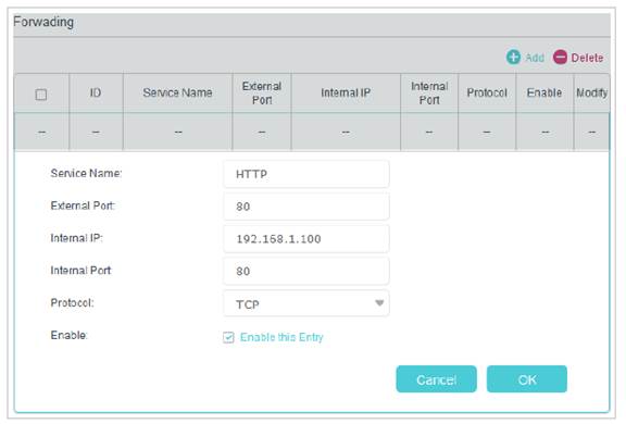 How to set up Port Forwarding using TP-Link cable modem routers (new logo)