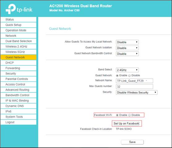 How To Configure Facebook Wi Fi On Archer C50 Tp Link United Arab Emirates