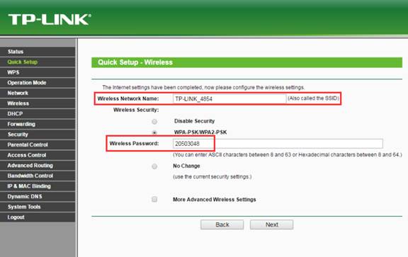 TP-Link wireless router quick setup 