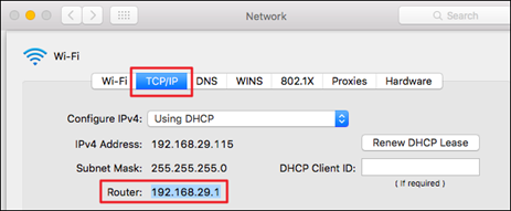 default router ip address