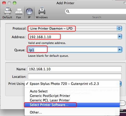 what driver do i use for windows print server on mac