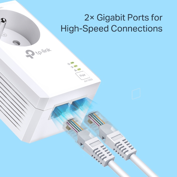 Kit 2x CPL AV1000 2 ports Gigabit avec prise gigogne 5